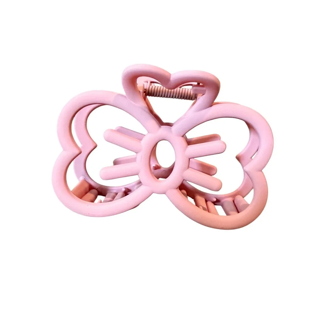 Matte Pink Butterfly Heart Hair Claw Clip Large Butterfly Jaw Clip Accessory